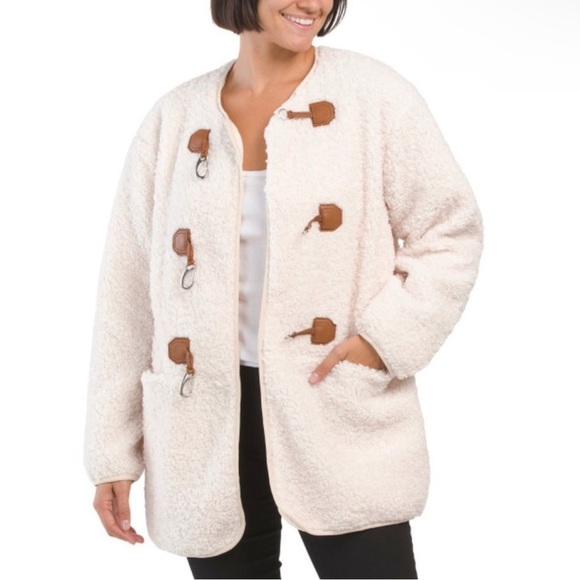 7 FOR ALL‎ MANKIND Cozy Toggle Front Sherpa Jacket - Picture 5 of 6